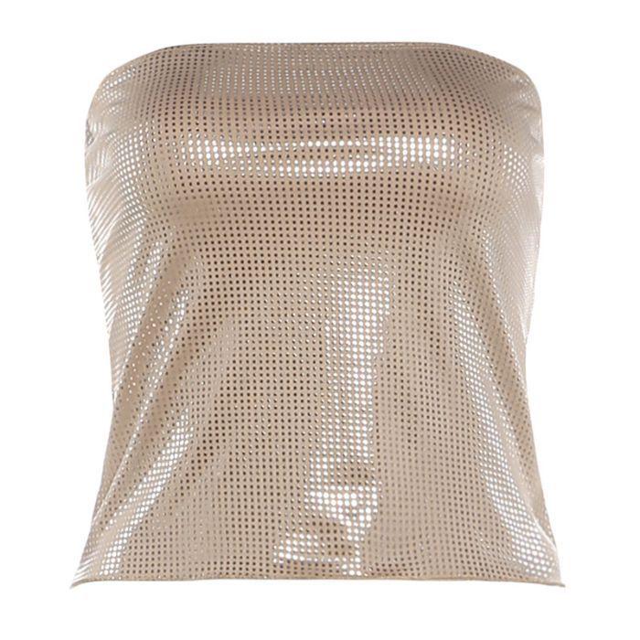 In the Summer of 2008, the New Pure Desire Wind Hot Diamond Tube Top Women's Off-shoulder Design Sense Slim and Thin Versatile Top