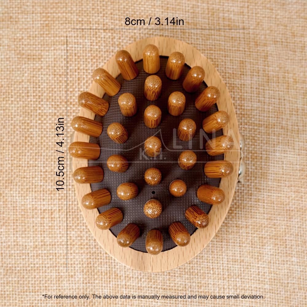 Natural Wood Massage Brush - Handheld Body & Scalp Massager with Wooden Beads, Stress Relief for SPA & Daily Use