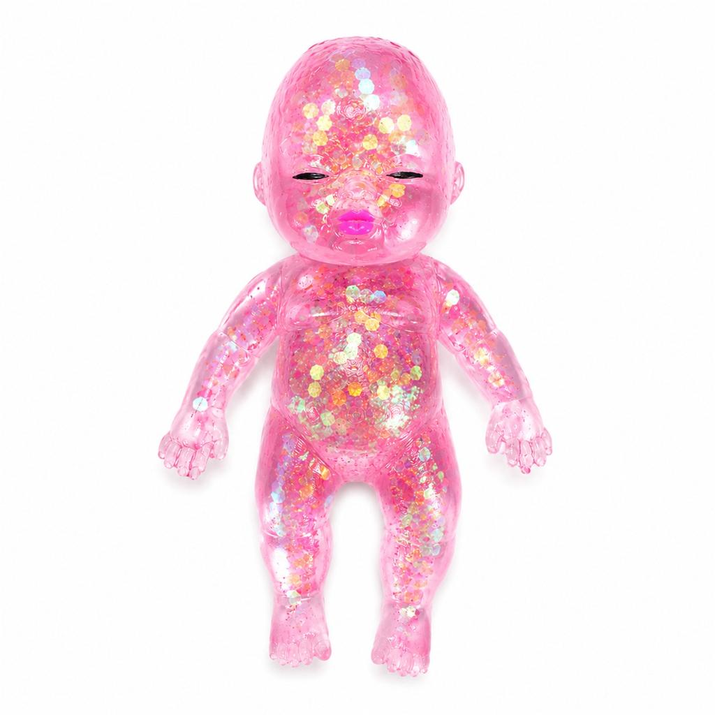 11cm Soft Squeeze Doll Toy with Sparkling Glitter Inside Stress Relief Toy for Kids and Adults Flexible Sensory Fidget Toy for Anxiety and Focus
