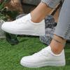 Women's White Sneakers 2025 Spring Autumn New Breathable Outdoor Non Slip Flats Comfortable Lace Up Height Increase Casual Shoes
