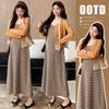 2026 Spring/Summer Striped Maternity Camisole Dress & Ruffled Knit Cardigan Set