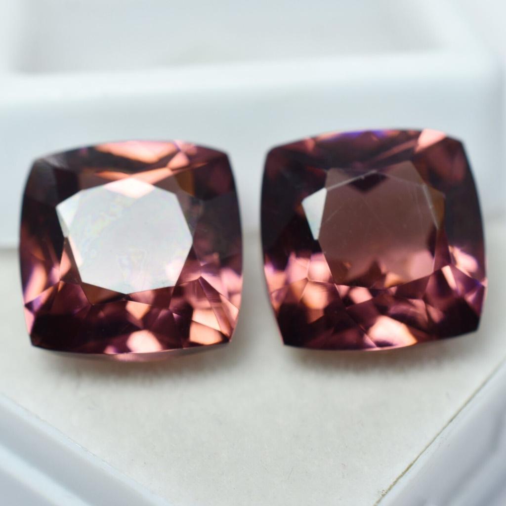 Natural Padparadscha Sapphire 16 Ct Square Cushion Pair Certified Gemstone