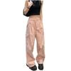 Women's American Spicy Girl Cargo Drawstring Wide Leg Casual Pants - Spring Loose Straight Leg Floor-Length Trousers