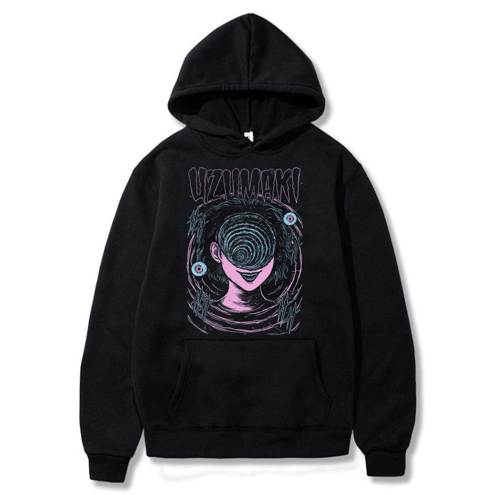 

Junji Ito Uzumaki Hoodie Horror Hoodie Harajuku Horror Autumn Winter Fleece Streetwear S