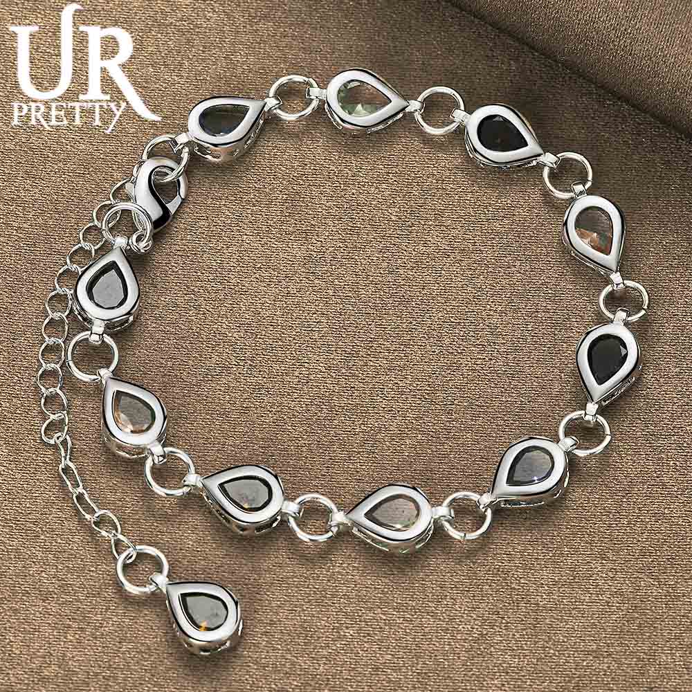 925 Sterling Silver AAA Zircon Pendant, Colorful Zircon Bracelet Fashion Wedding Jewelry