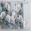 3D Stereo Beautiful Flower Printing Bathroom Curtain Waterproof Polyester Shower Curtain Home Decoration Curtain with Hooks