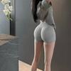 DF new color peach showing buttocks and lifting buttocks fitness high waist tight belly three-point shorts fitness shorts women's summer