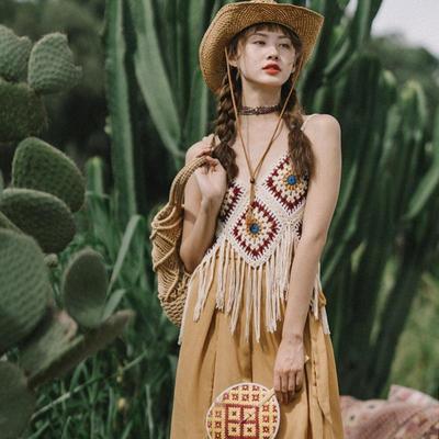 Ethnic Style Handmade Crochet Tassel Suspenders - Bohemian Vacation Vest