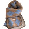 College Style Rhombus Polka Dot Scarf with Wool Scarf Imitation Cashmere Edge Contrasting Autumn and Winter Warm Shawl for Women