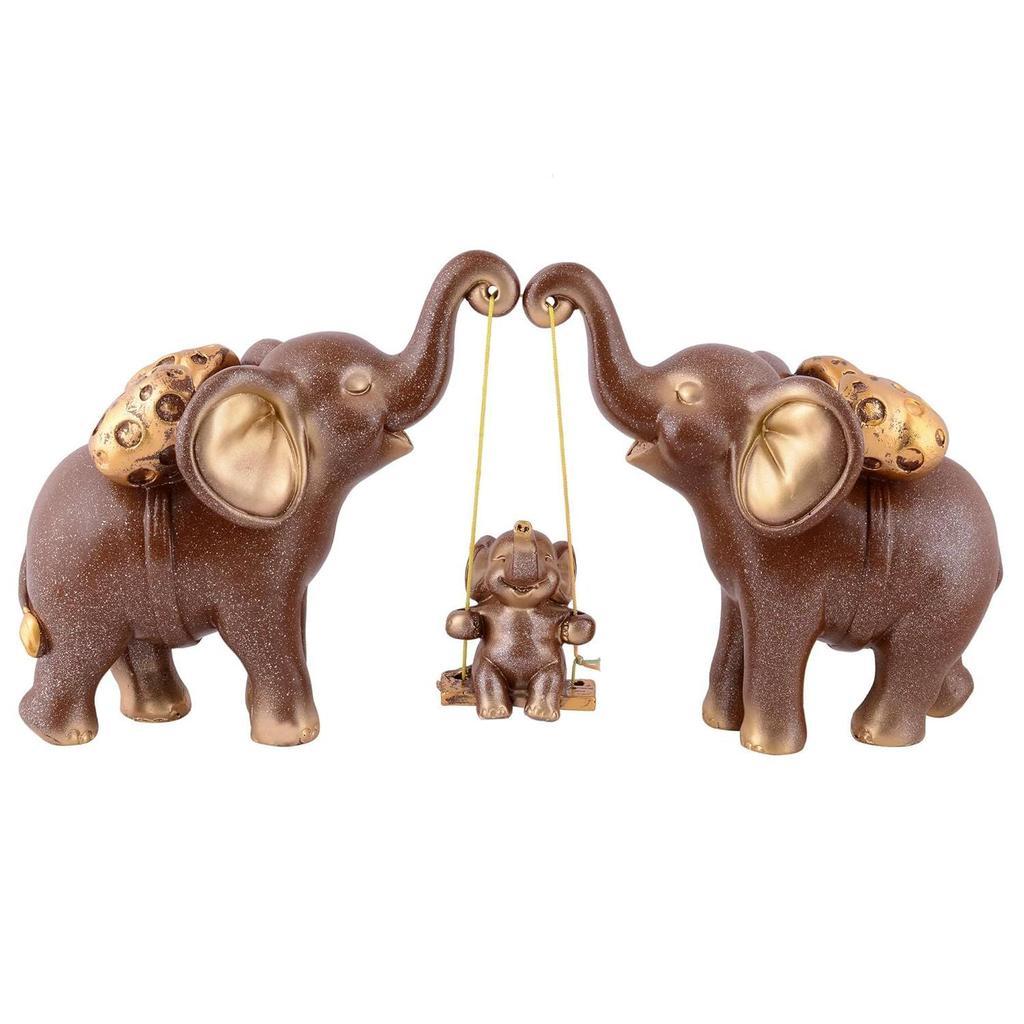 Resin Set of 3 Elephent showpiece for Home Decoration Items Table Décor Living Room Gift Boxes for Weddings, Parties, Housewarming