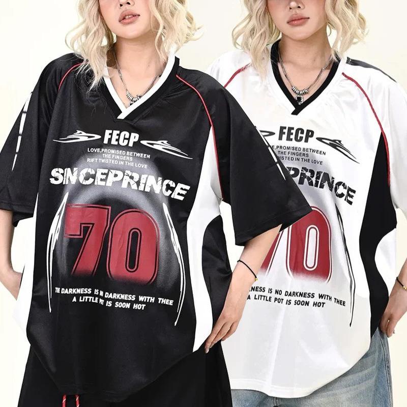 American Retro Sports Jersey Short-sleeved Fans European and American Street Tide Brand Loose Fan Version