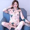 Pijama feminino de primavera e outono, manga comprida, fino, doce, verão, feminino, seda simulada, tamanho grande, conjunto de roupa de dormir solta
