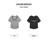 Plus Size Square Neck Embroidered Slim Fit Irregular Summer Top for Women