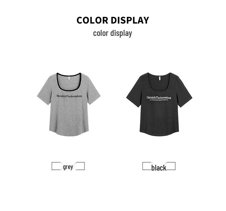 Plus Size Square Neck Embroidered Slim Fit Irregular Summer Top for Women