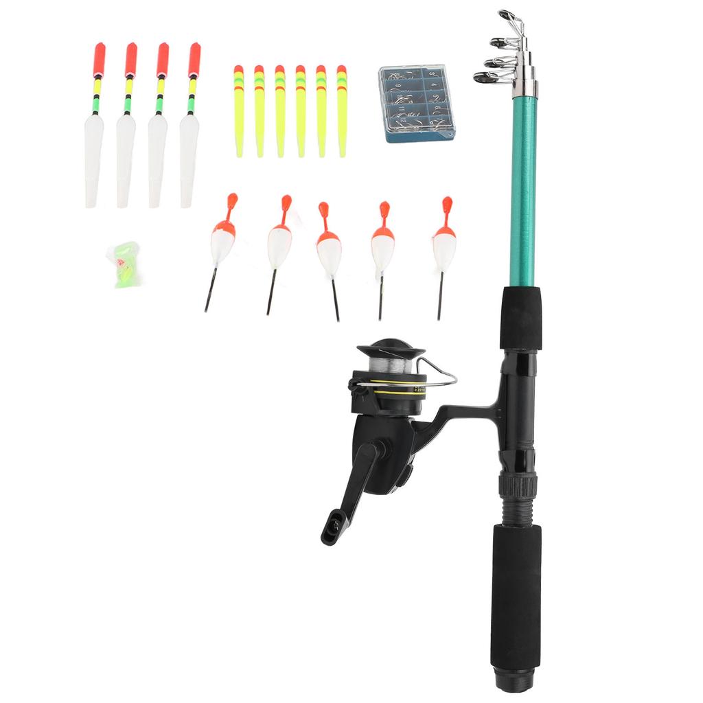Portable Fishing Rod Reel Set Pole Reel with Line Full Kit Hooks with Storage Box Floats