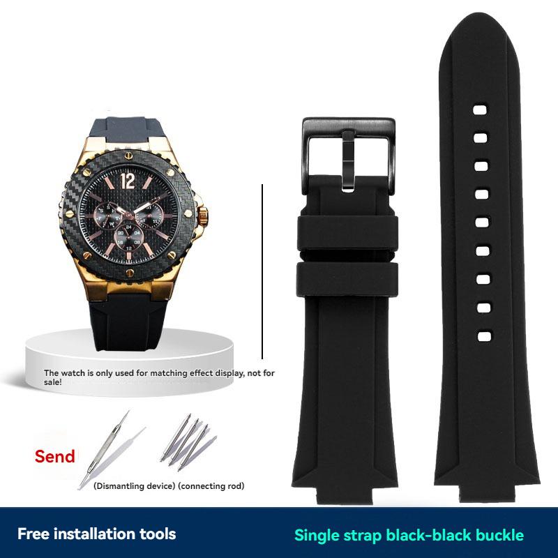 For GUESS W0149L5 Series Watch Chain Soft Resin Silicone Watchband Convex Mouth 26x14m Watch Strap Waterproof Bracelet Bue