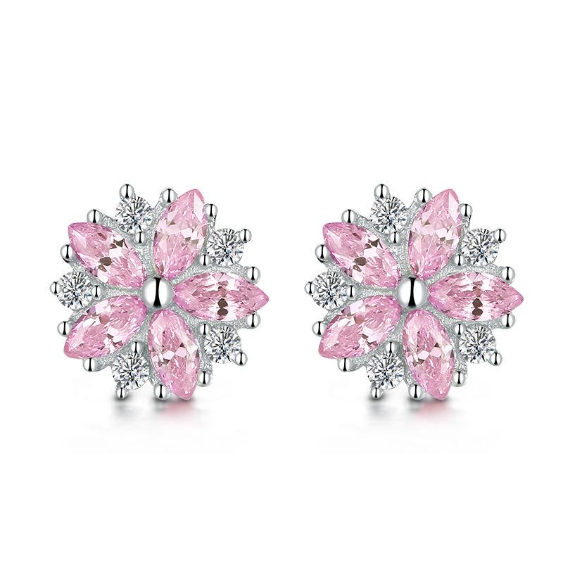 New 925 Silver Stud Earrings AAA Zircon High Quality For Women's Wedding Fine Jewelry Accessories Party Gift