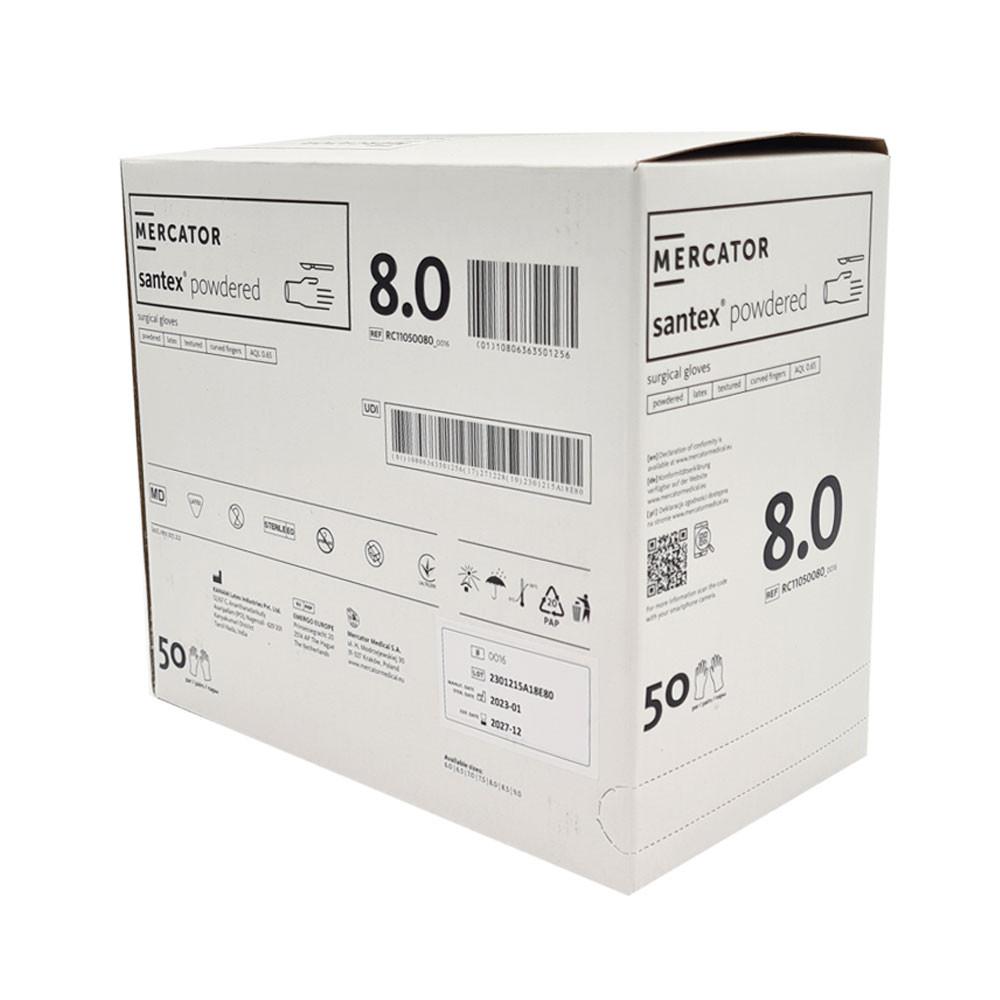 Mercator Santex Powdered Sterile Latex Surgical Gloves 8.0 50 Pairs