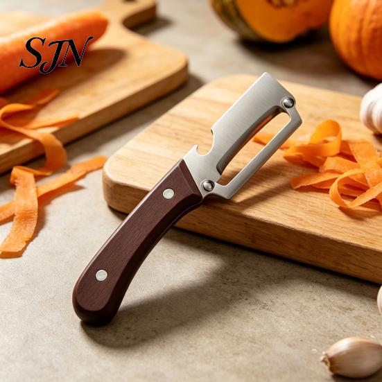 Sharp Kitchen Peeler Vegetable with Handle, 3-in-1 Stainless Steel Peeler, Scallion Shredder Efficient Fruit And Bottle Opener, Multi-Functional