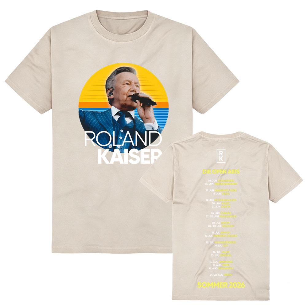 חולצות טי סיבוב הופעות קיץ בחוץ 2026 Roland Kaiser וינטג' רוק טי Streetwear רטרו טוטם שקיעה כותנה טהורה רכה יוניסקס