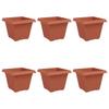 Square Flower Pot 6 Pcs Terracotta Red 43 X 43 X 33.5 Cm