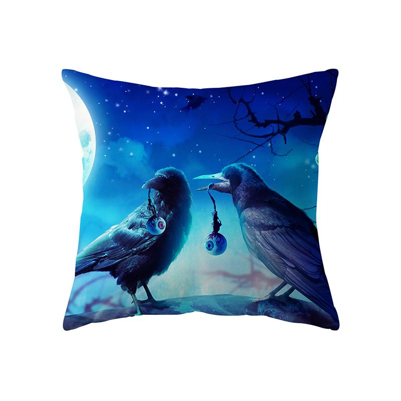 Horror Halloween Bat Pumpkin Print Pattern Cushion Cover Home Living Room Sofa Decoration Polyester Pillow Pillow Cover
