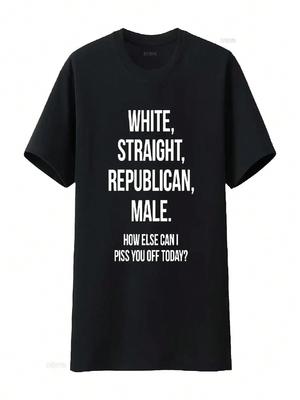 Weißes Gerades Republikanisches Männliches Lustiges T-Shirt Vintage Gewaschen Dehnbar Stilvoll Grafisch Vielseitig Weich Lässig Bequem