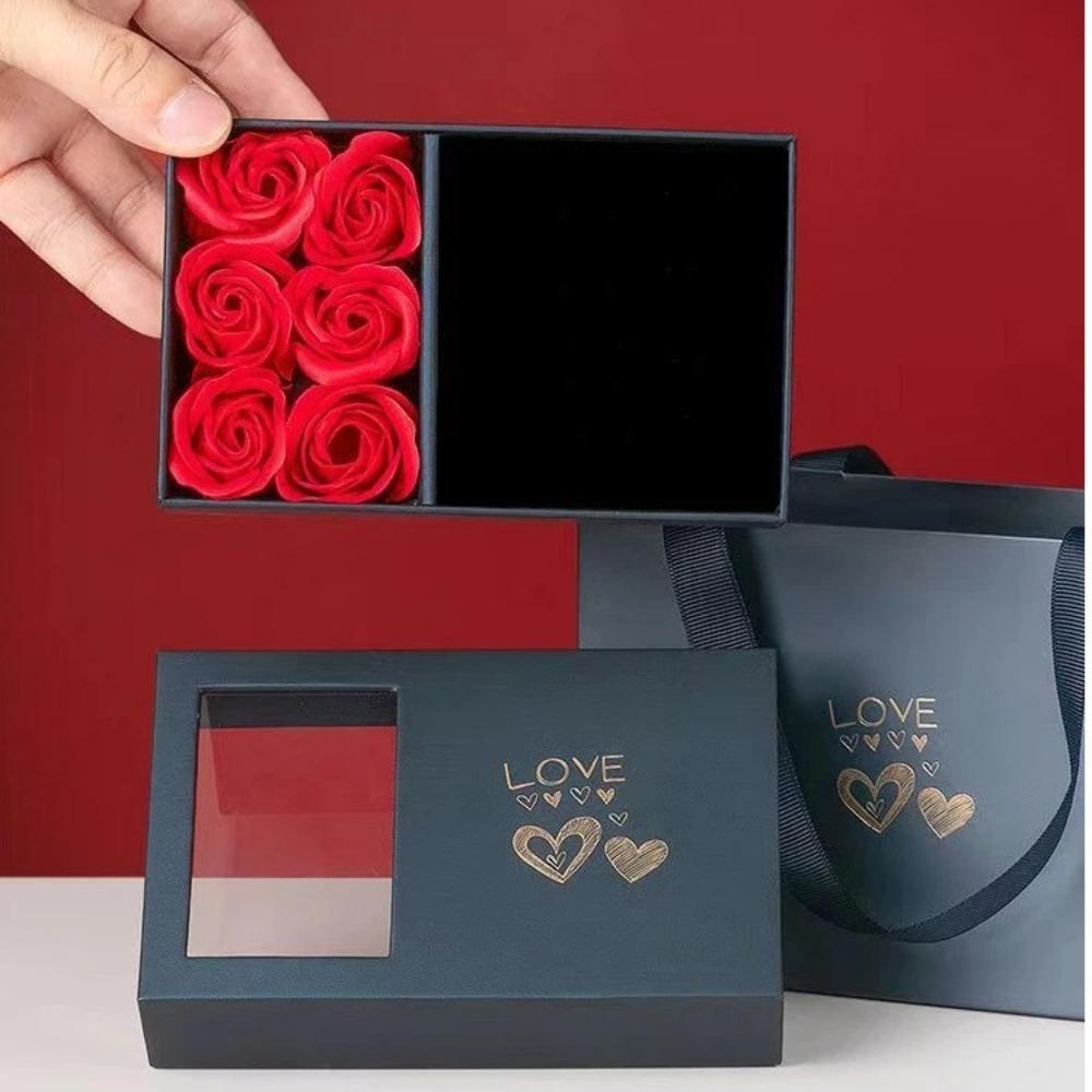 Valentine's Day Ring Box Window Opening Pendant Necklace Box  for Wife Mom Girlfriend