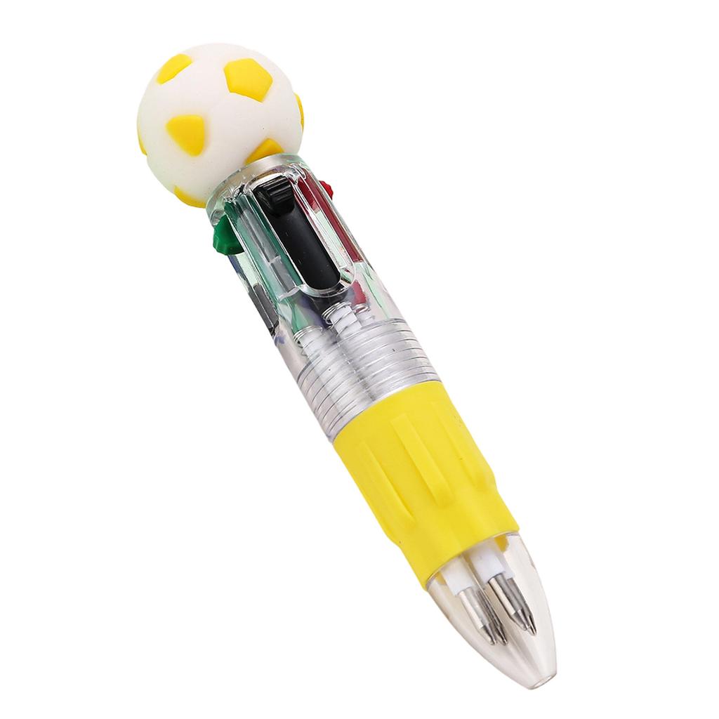 Multicolor Ink Ballpoint Pen with Soccer Ball Top Retractable Multi Function Writing Tool for Office School Supplies