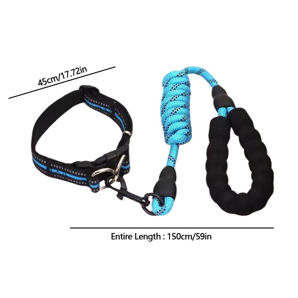 

Светоотражающий ошейник для собаки Регулируемый ошейник для шеи с веревочным комплектом для питомца, щенка, всепогодный ошейник для собаки, мягкий, подходит для крупных S синий