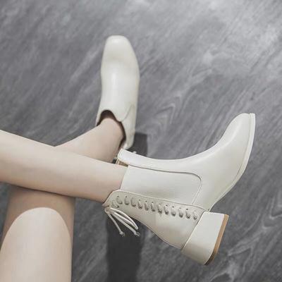 Stivaletti alla Moda in Pelle da Donna con Tacco Medio Chelsea Boots Autunno 2024 Nuova Moda Punta Tonda Slip-on Tacco Alto Elastici Stivaletti Corti Botines