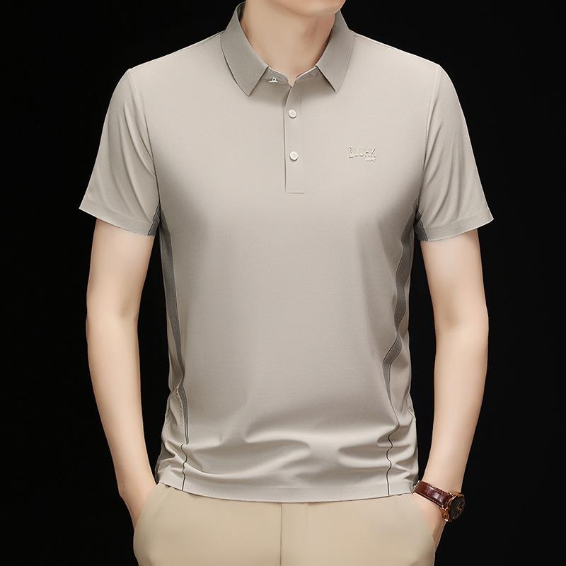 

Чоловіча футболка з коротким рукавом, безшовна, з льодяного шовку, повсякденна, поло з напіврукавом XL