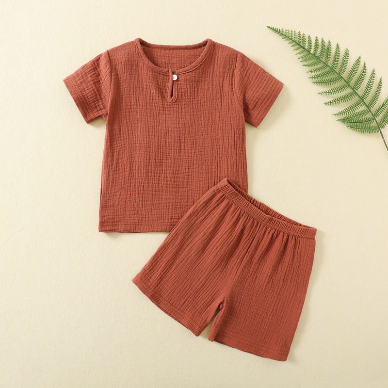 Children's Clothing Summer Men's Short Sleeved Top Shorts Women's Sleepwear Thin