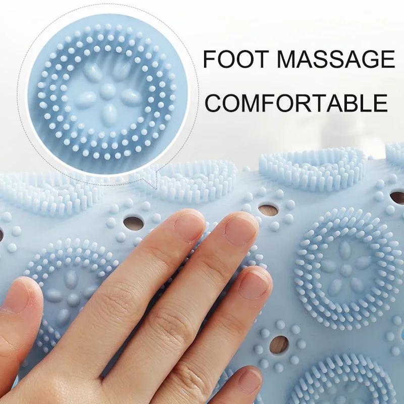 Bathroom Accessories Set: Round Non-Slip Bath Mat, Safety Shower PVC Bathroom Mat With Drain Hole, Plastic Massage Foot Pad