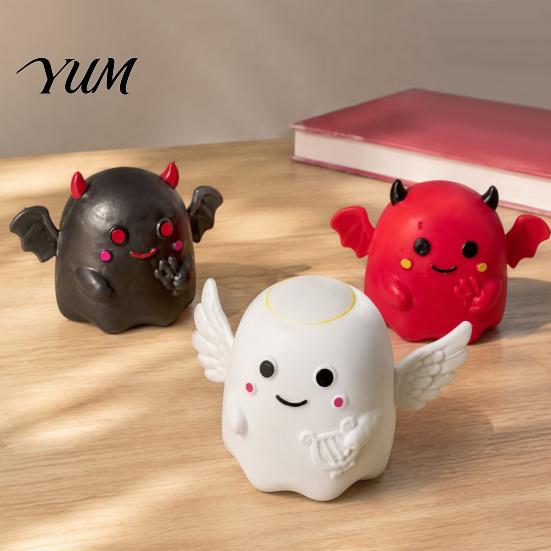 Focus Improvement Tools Halloween Ghost Squeeze Toy, Angel Demon Stress Relief Hand Grip Exercise Toys Slow Rebound Ball Fidget Party Favors Gadgets