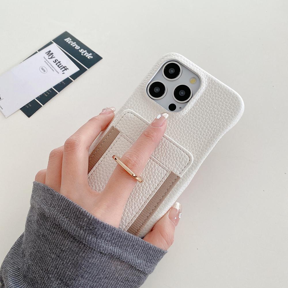 For iPhone 14 Pro Case Card Slots Kickstand PU Leather Back Cover with Ring Holder,Wrist Strap