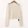 Premium Soft Waxy Crew Neck Knitted Cardigan Women's Early Autumn New Lazy Mohair Jacket Atmosphere Bottoming Shirt
