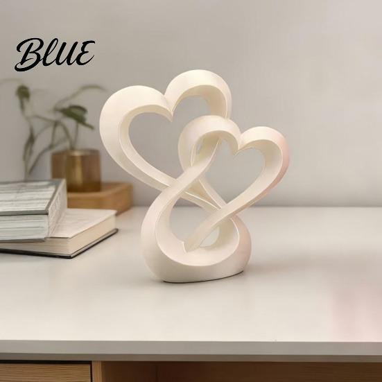 Intertwined Hearts Sculpture Figurine 3D Printed Love Statue