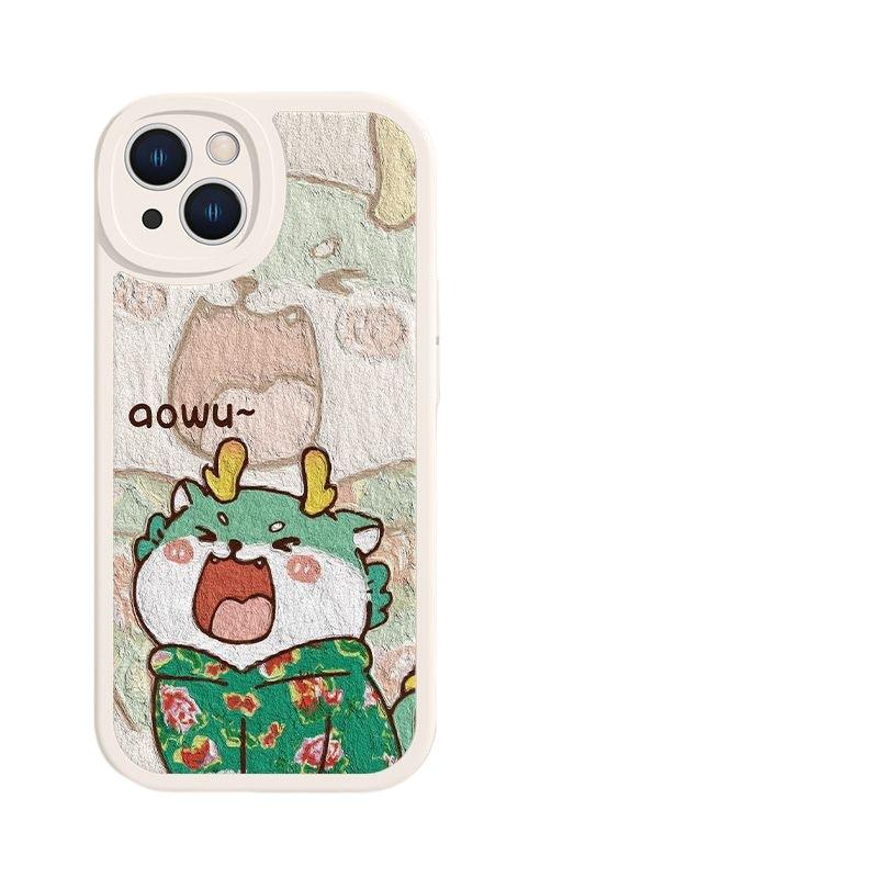Flower jacket red dragon apple 15pro mobile phone case female iPhone14/13/12/11 soft case x/xs/7plus new year