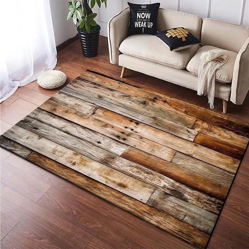 Wooden Floor Pattern Mats Door Front Decoration Home Living Room Mats