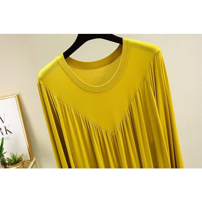 Ruffle Dress Pleated Womens Loose Plus Size Nightgown Long Long Sleeve Dress