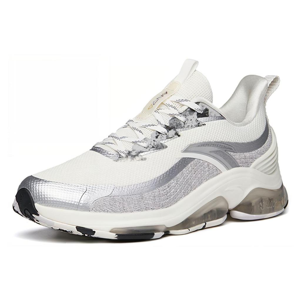 Anta Running Series Fabric Shock Absorption Non-Slip Wear-Resistant Low-Top Running Shoes Men Sneakers Silver 112145502-3