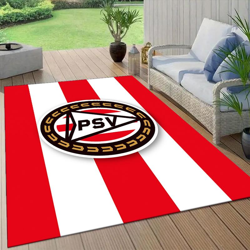 PSV Eindhoven Flannel Pattern Square Carpet,Area Rug,Carpet Rug for Living Room Bedroom Sofa Playroom Decor,Non-slip Floor Mat