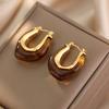 New European and American  Classic Temperament Copper Amber U-shaped Earrings for Women's Banquet Jewelry Earrings 2023