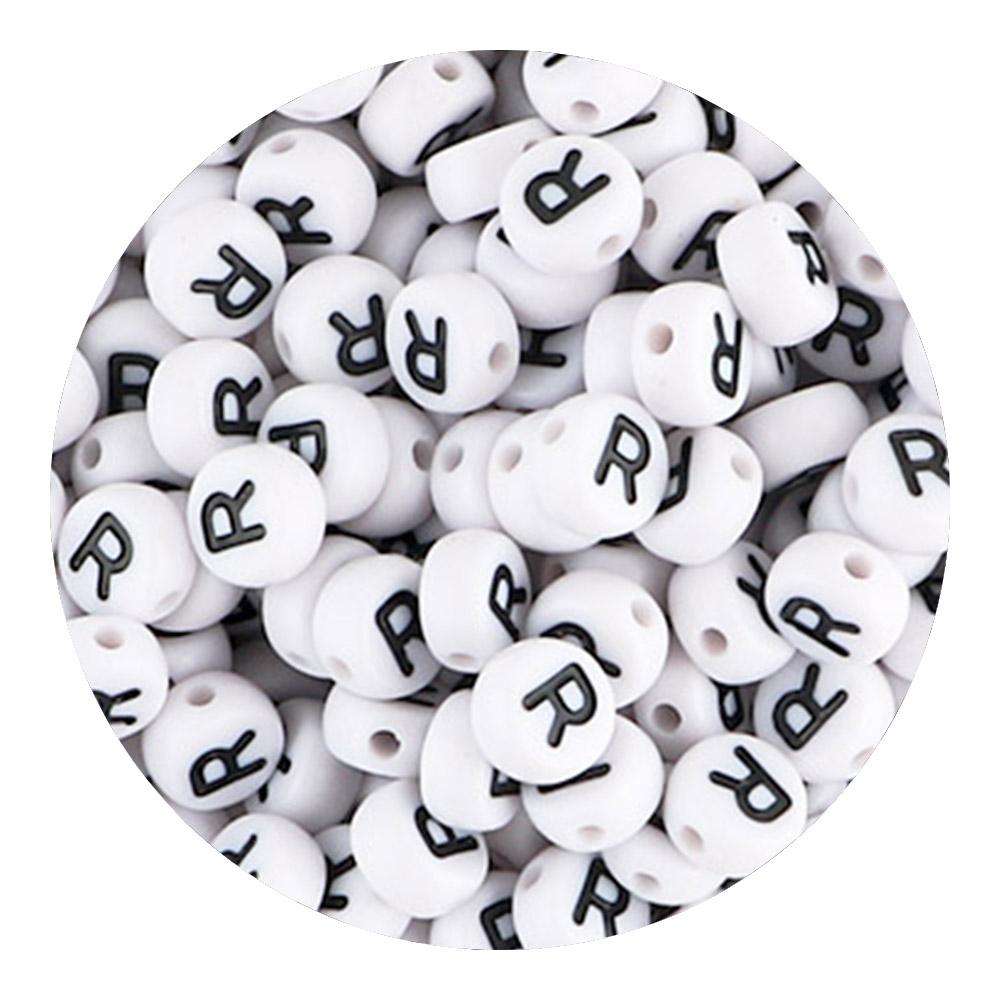 50/100/200pcs/Lot 7x4mm White A-Z Round Alphabet Acrylic Letters Beads Loose Spacer For Jewelry Making DIY Bracelet Accessories