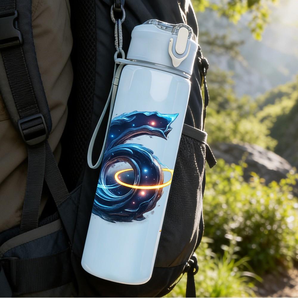1PC Galaxy Number 67 Space Art Print 750ml Color Plastic Sports Water Bottle Leakproof Flip Straw Lid Suitable for Sports Office Home Use