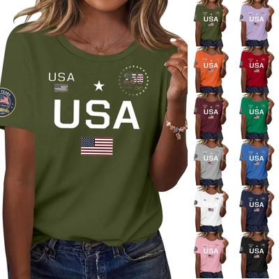 Women's Fashion Casual Printed Short Sleeve Round Neck Pullover Tops