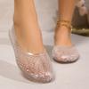 Women's Summer Casual Transparent Plastic Hollow Out Low Cut Flat Shoes Breathable Lightweight Slip On Sandals for Outdoor