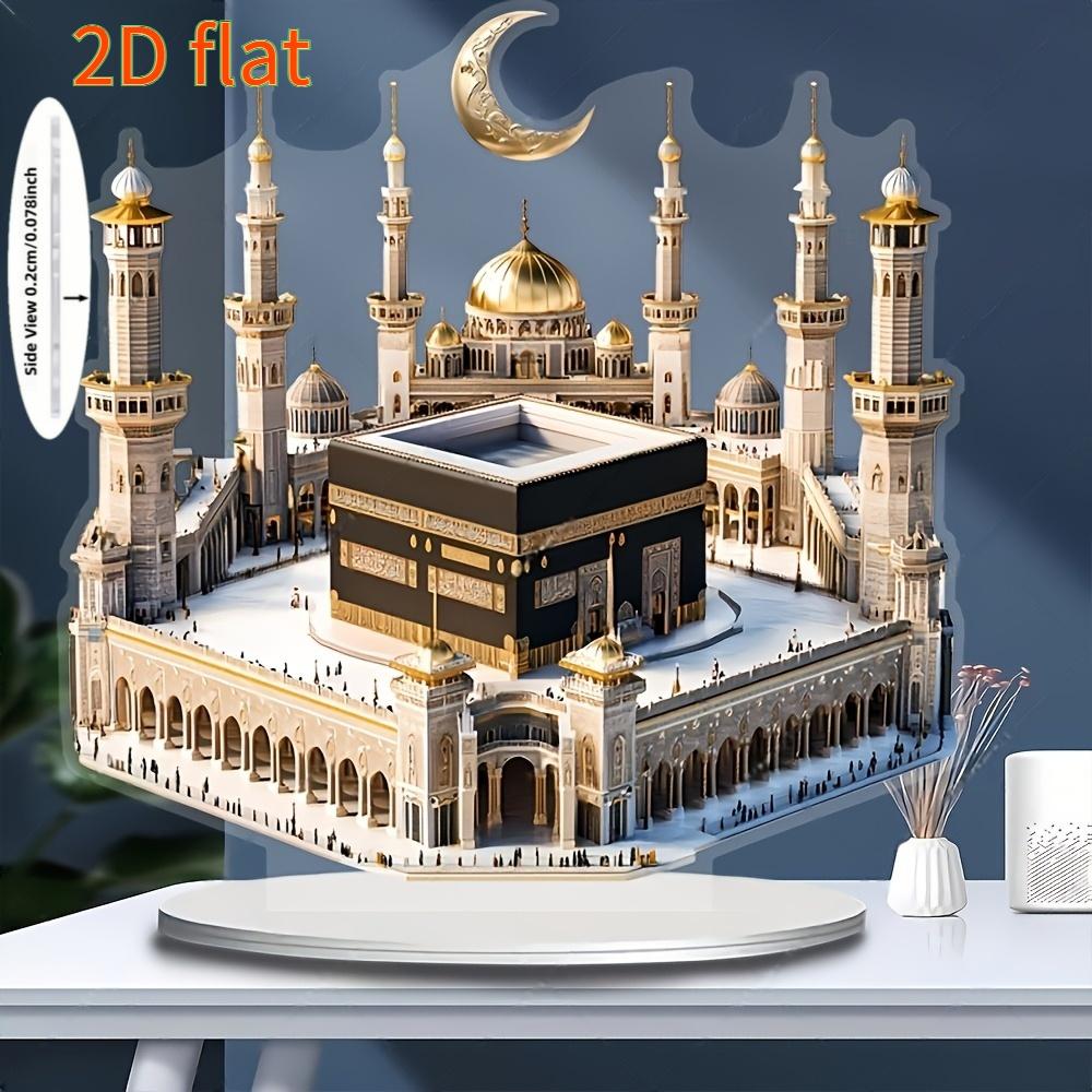 1Pcs Acrylic Mosque Model Desktop Decoration for Eid Al Fitr and Ramadan Home Decoration Desktop Party Decoration Supplies