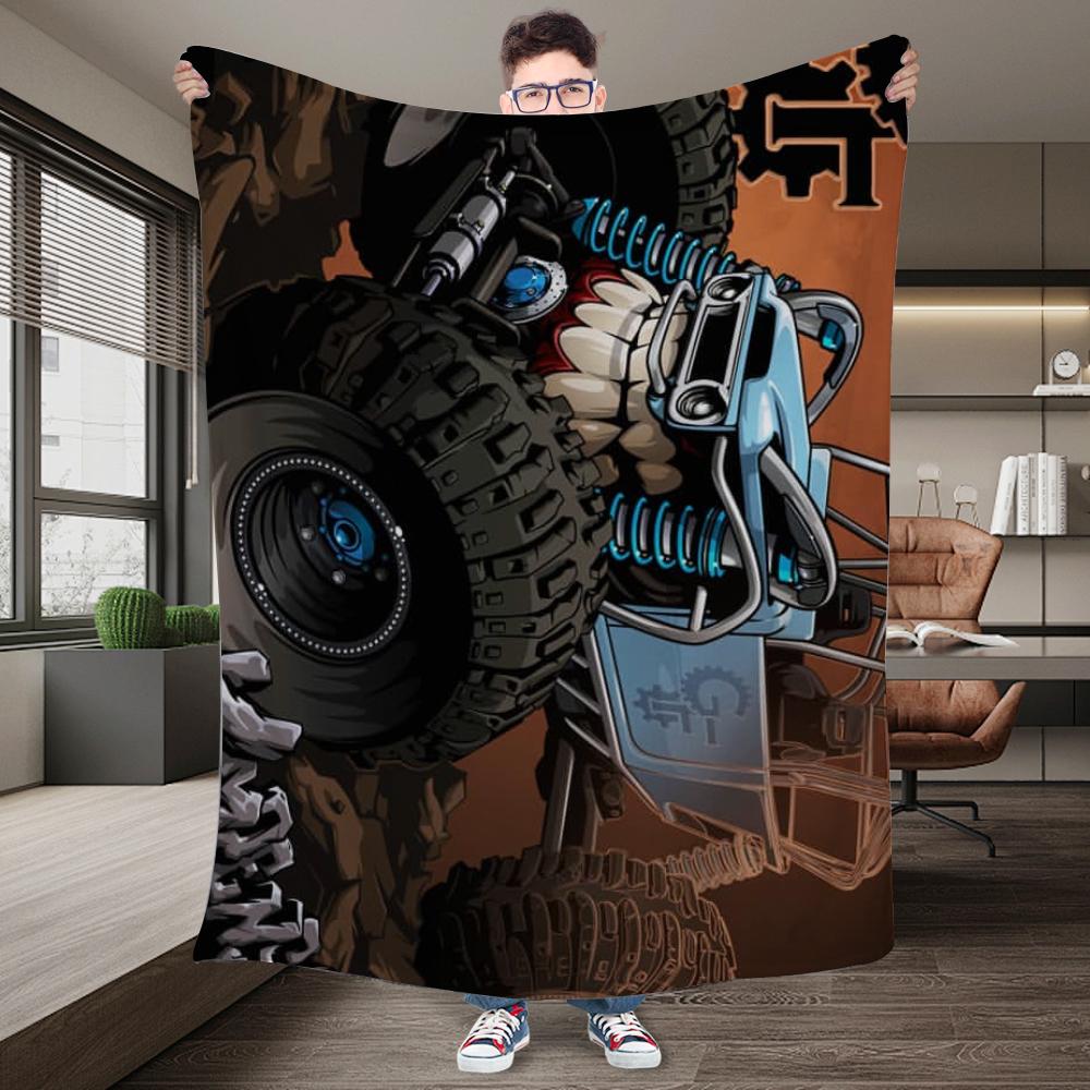 New Monster Truck Blanket Cartoon Flannel Throw Blankets for All Season Kids Boys Track Bed Sofa Blanket 30x40in
